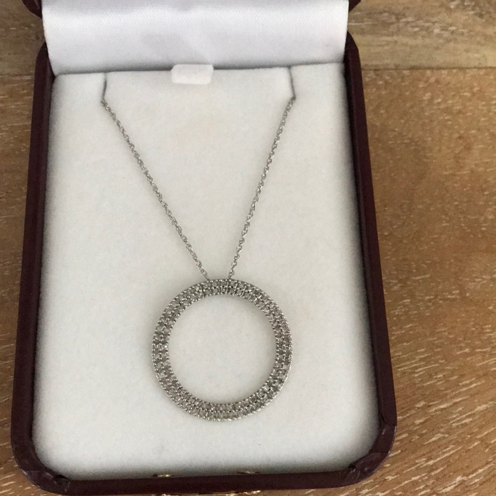 Diamond Open Circle Necklace - Picture 6 of 10
